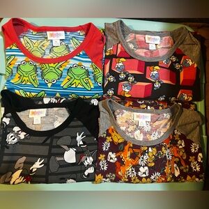 (4) LuLaRoe x Disney 3/4 Sleeve Tee Bundle